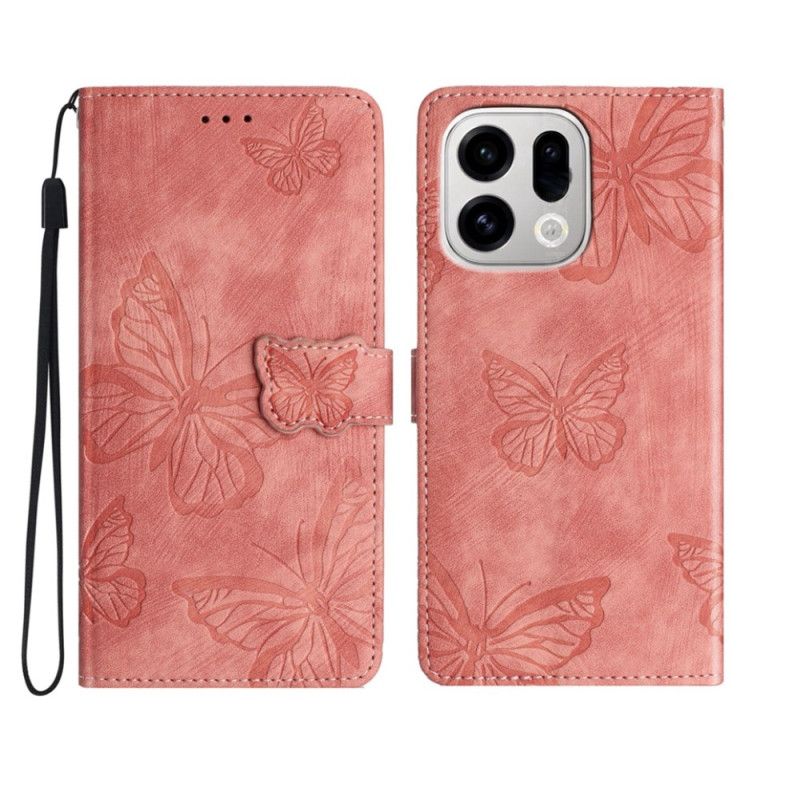 Etui Folio Do Oppo Find X9 Pro 5g Efekt Zamszu Z Motylami