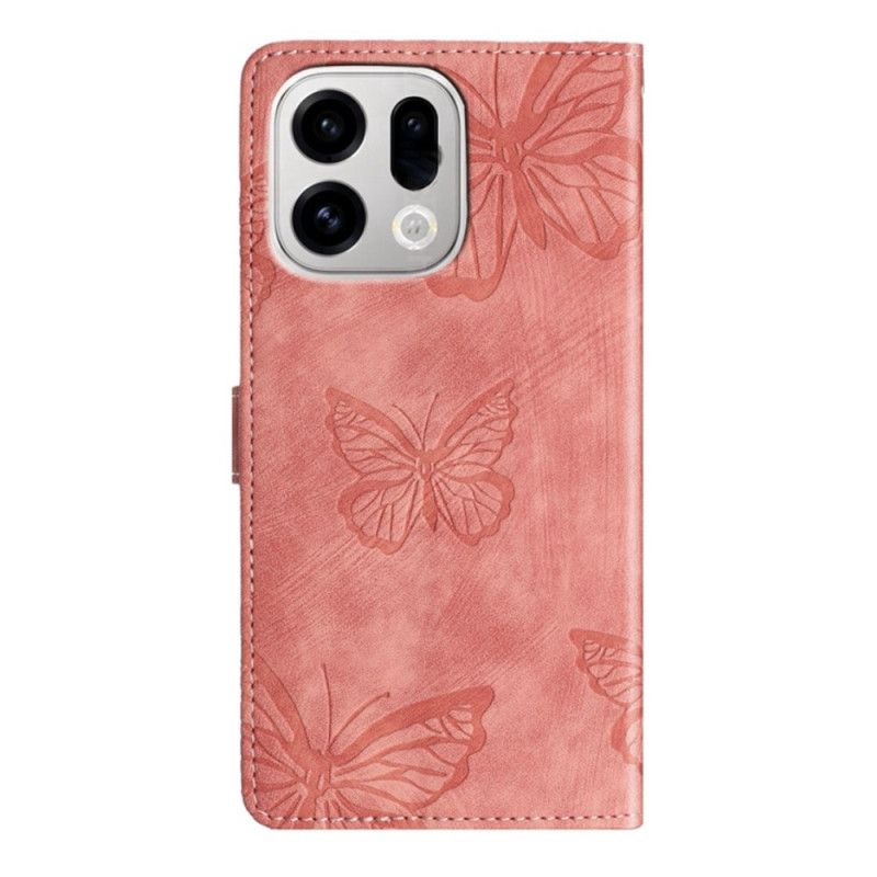 Etui Folio Do Oppo Find X9 Pro 5g Efekt Zamszu Z Motylami
