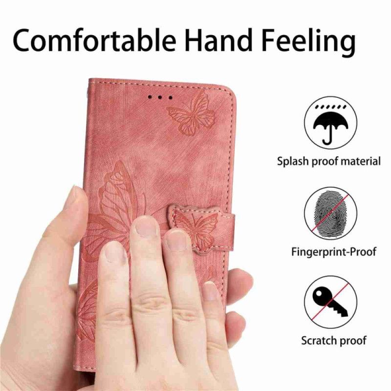 Etui Folio Do Oppo Find X9 Pro 5g Efekt Zamszu Z Motylami