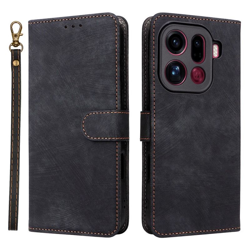 Etui Folio Oppo Find X9 Pro 5g Paski Z Efektem Zamszu Etui Ochronne