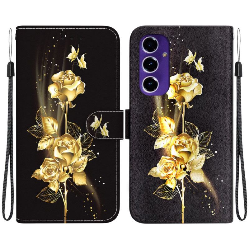 Etui Folio Do Samsung Galaxy A16 5g Złoty I Różowy Motyl