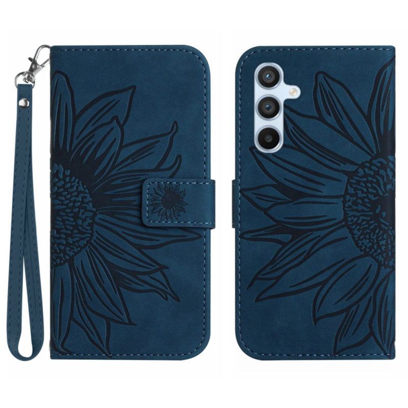 Etui Folio Samsung Galaxy A16 5g Nadruk Słonecznika Z Paskiem Etui Ochronne
