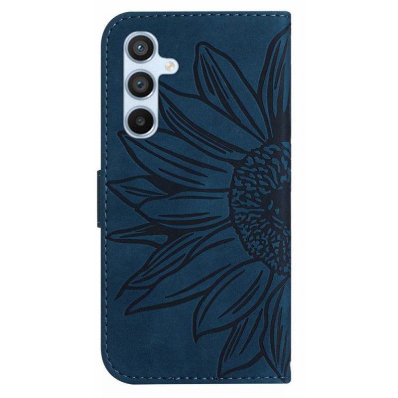 Etui Folio Samsung Galaxy A16 5g Nadruk Słonecznika Z Paskiem Etui Ochronne