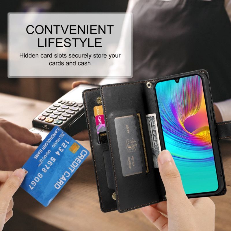 Skórzany Futerał Samsung Galaxy A16 5g Etui Na Telefon Portfel Zapinany Na Zamek