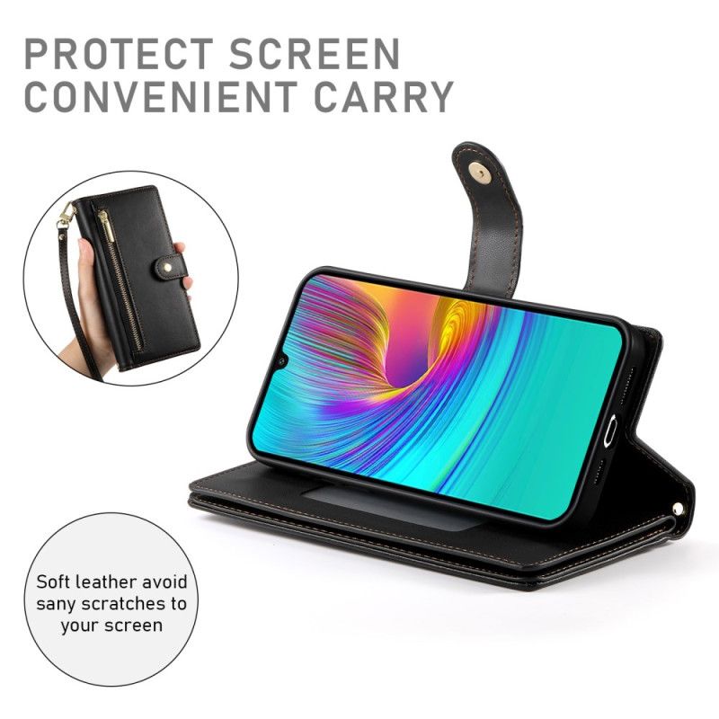 Skórzany Futerał Samsung Galaxy A16 5g Etui Na Telefon Portfel Zapinany Na Zamek
