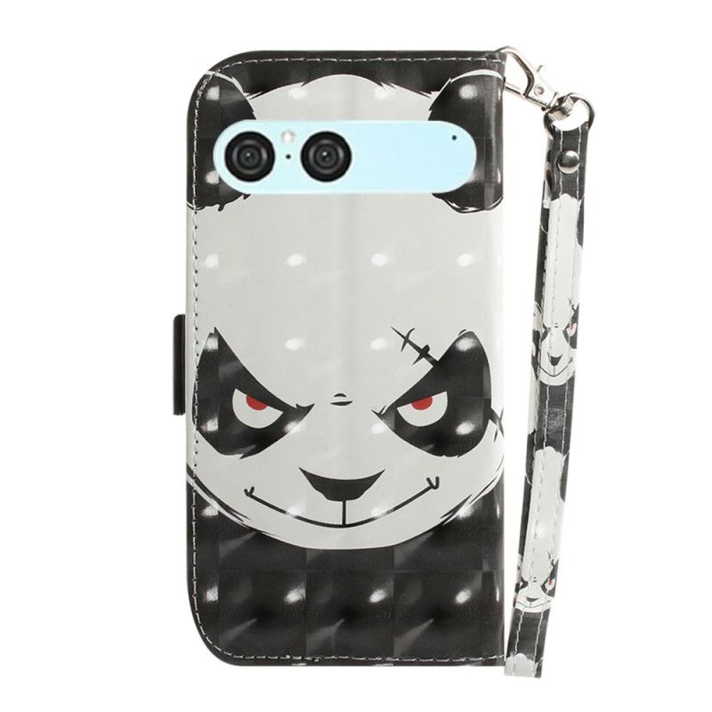 Etui Folio Do Sony Xperia 10 Vii Smycz Z Wściekłą Pandą