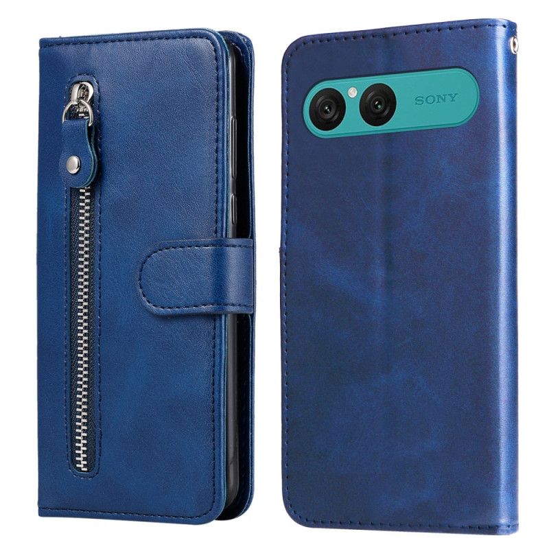 Etui Folio Sony Xperia 10 Vii Kieszeń Na Zamek Błyskawiczny Etui Ochronne