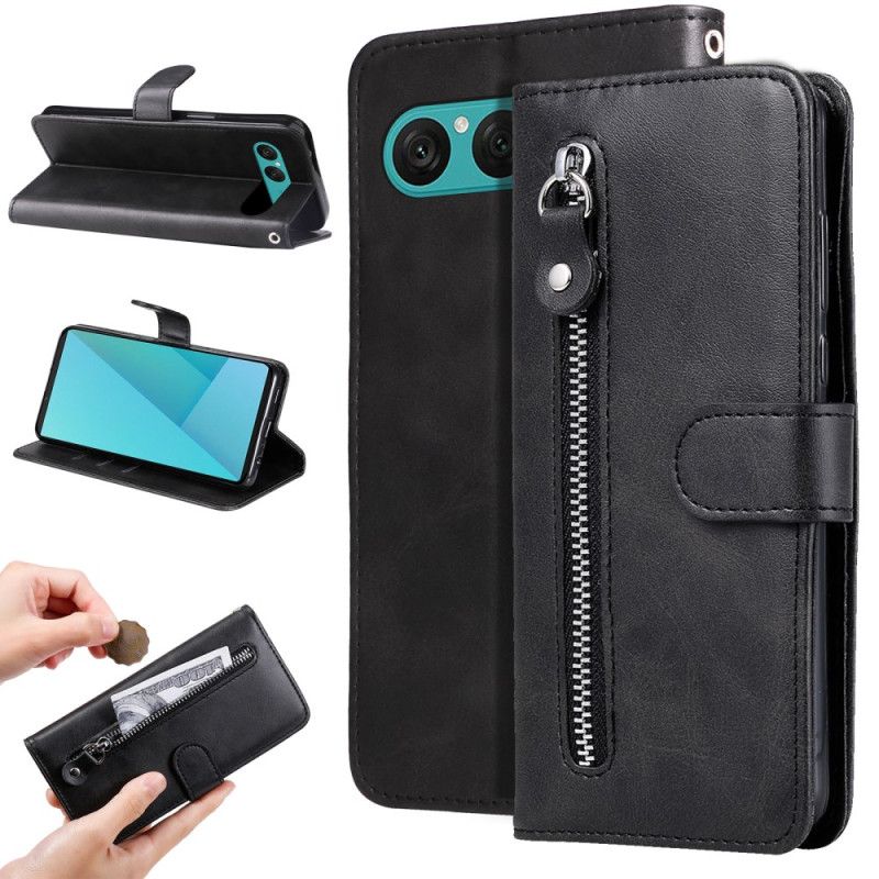 Etui Folio Sony Xperia 10 Vii Kieszeń Na Zamek Błyskawiczny Etui Ochronne