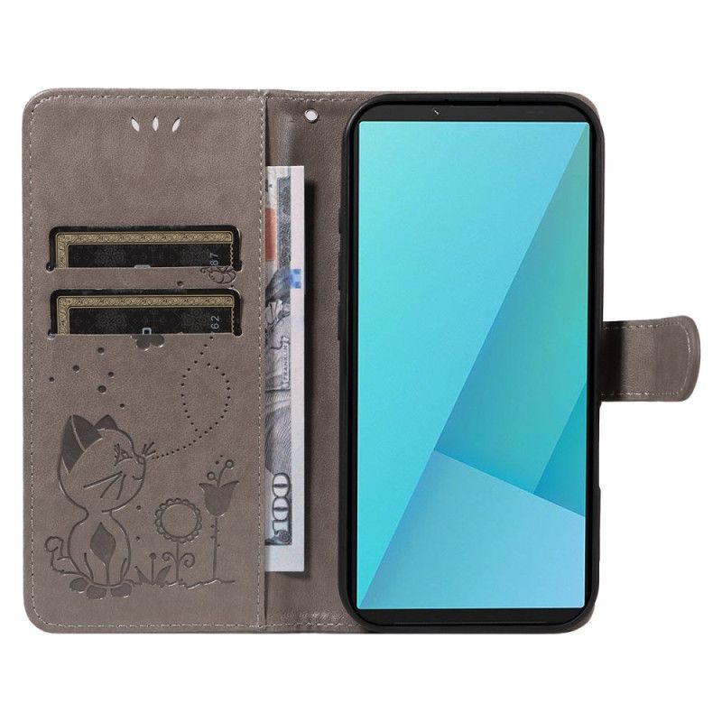 Etui Folio Sony Xperia 10 Vii Kot I Pszczoła Etui Ochronne