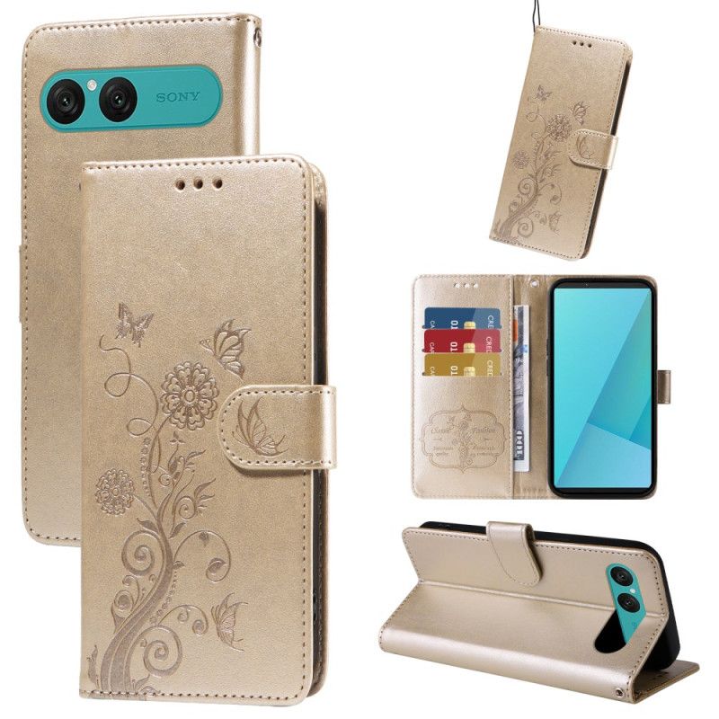 Etui Folio Sony Xperia 10 Vii Nadruk Kwiatowy Etui Ochronne