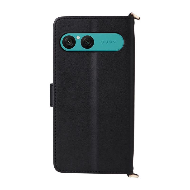 Etui Folio Sony Xperia 10 Vii Pikowany Z Paskiem I Paskiem Na Nadgarstek