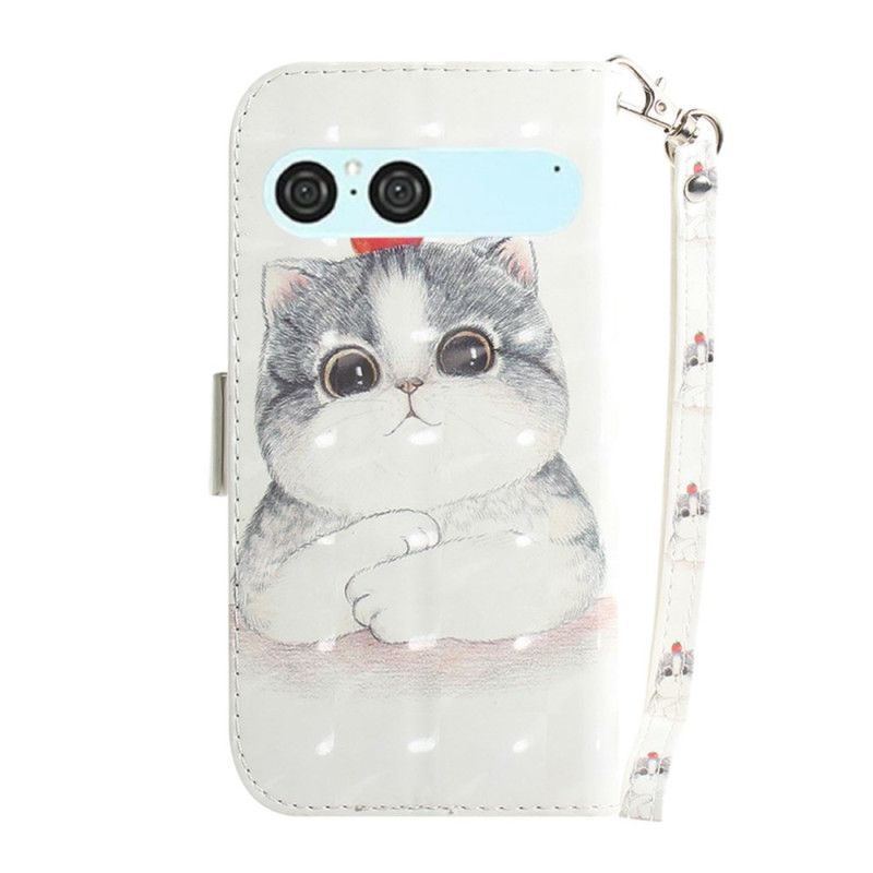 Etui Folio Sony Xperia 10 Vii Smycz Z Kotem I Truskawką Etui Ochronne