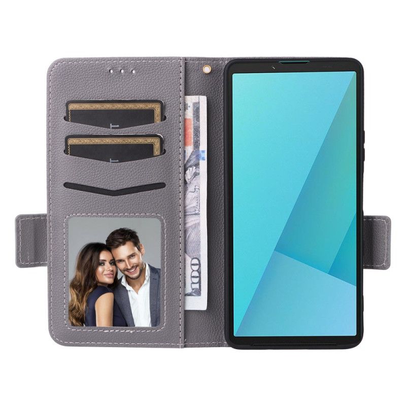 Etui Folio Sony Xperia 10 Vii Sztuczna Skóra Z Paskiem