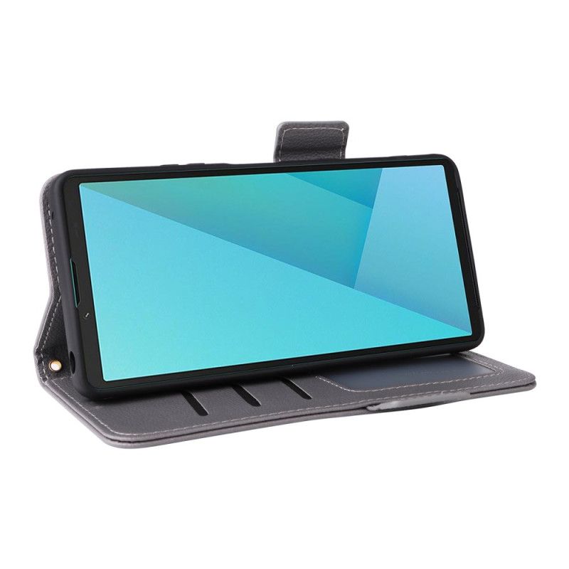 Etui Folio Sony Xperia 10 Vii Sztuczna Skóra Z Paskiem