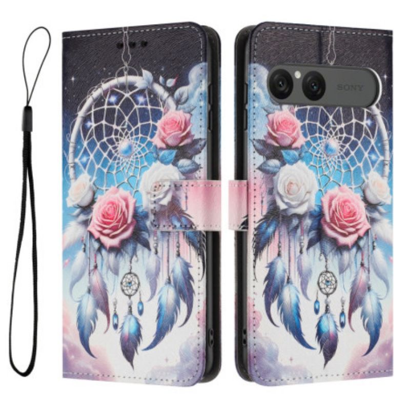 Skórzany Futerał Sony Xperia 10 Vii Etui Na Telefon Kwiatowy Łapacz Snów