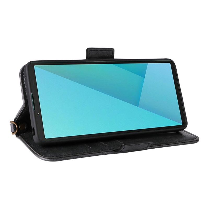 Skórzany Futerał Sony Xperia 10 Vii Etui Na Telefon Portfel Z Paskiem Na Ramię