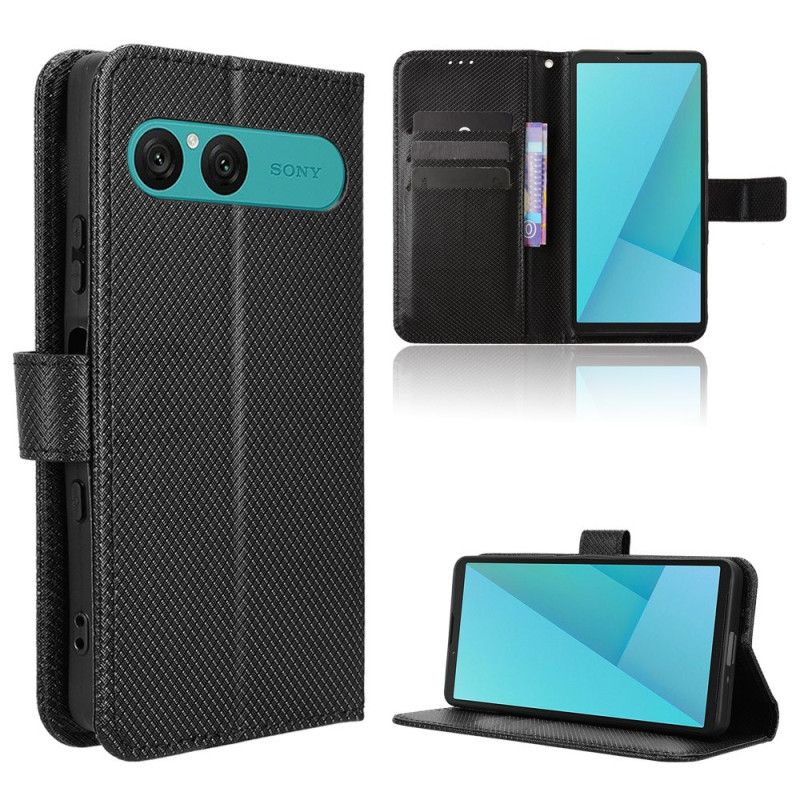 Skórzany Futerał Sony Xperia 10 Vii Etui Na Telefon Tekstura Diamentu