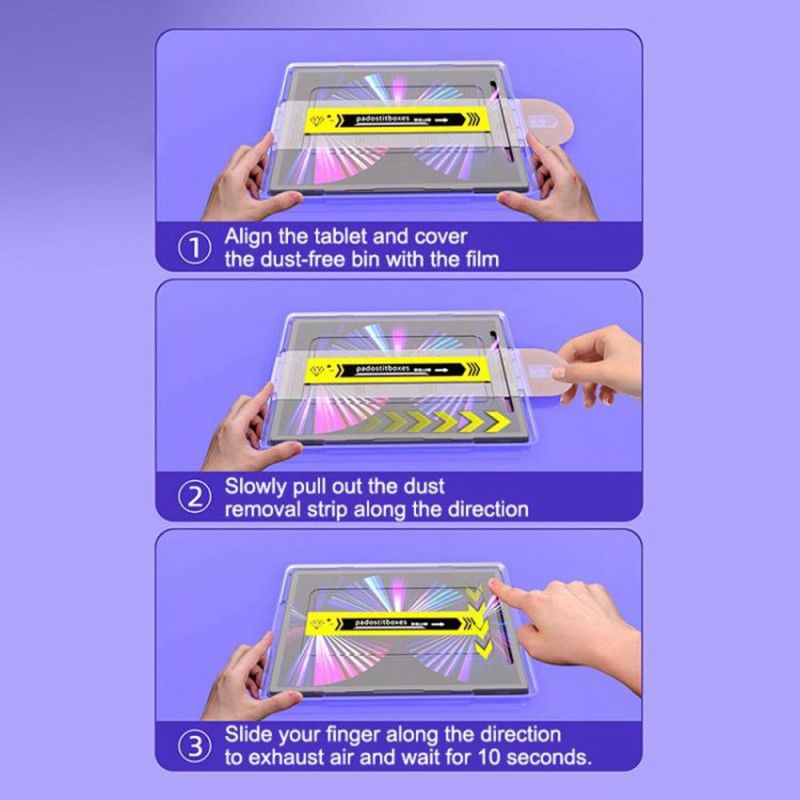 Szkło Hartowane Do Samsung Galaxy Tab S10 Lite / S10 Fe / S9 / S9 Fe / S8 / S7 Hd Z Narzędziem Do Usuwania Kurzu