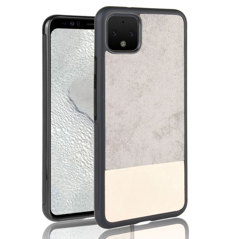 Etui Google Pixel 4 Szary Czarny Dwukolorowa Imitacja Skóry