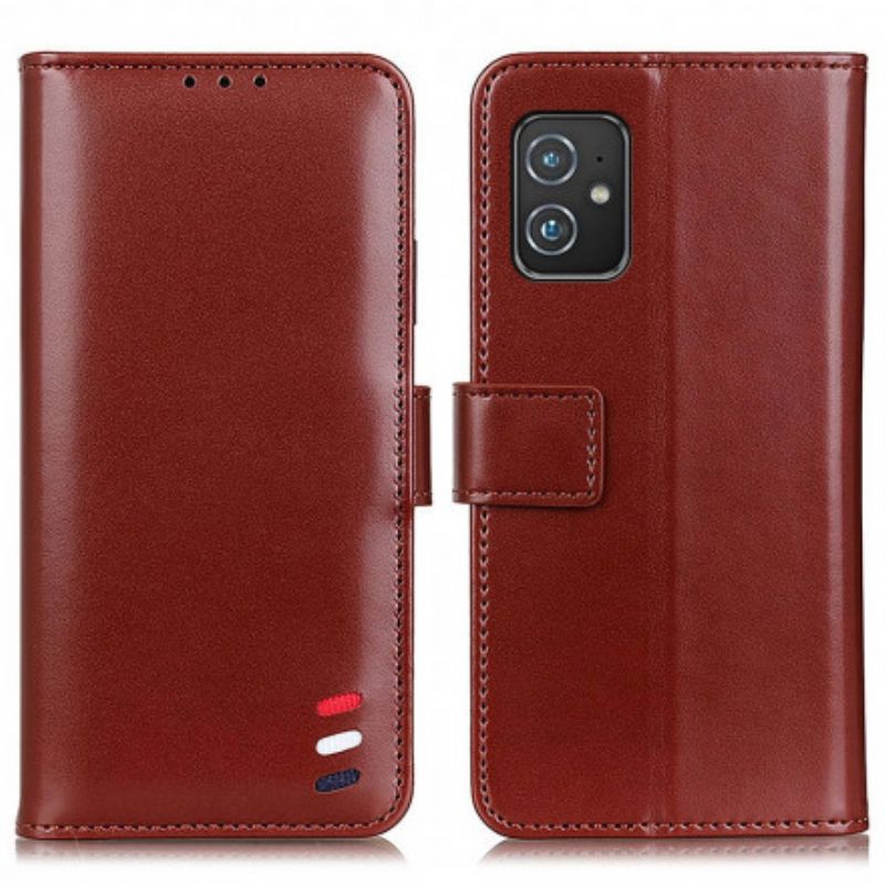 Etui Folio Do Asus Zenfone 8 Trójkolorowy Efekt Skóry