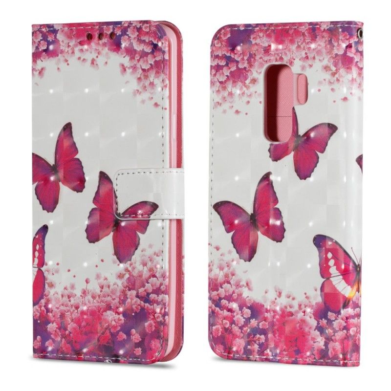 Etui Folio Samsung Galaxy S9 Plus 3D Czerwone Motyle