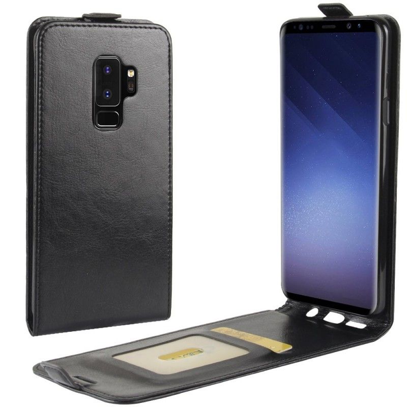 Etui Folio Samsung Galaxy S9 Plus Czarny Efekt Składanej Skóry