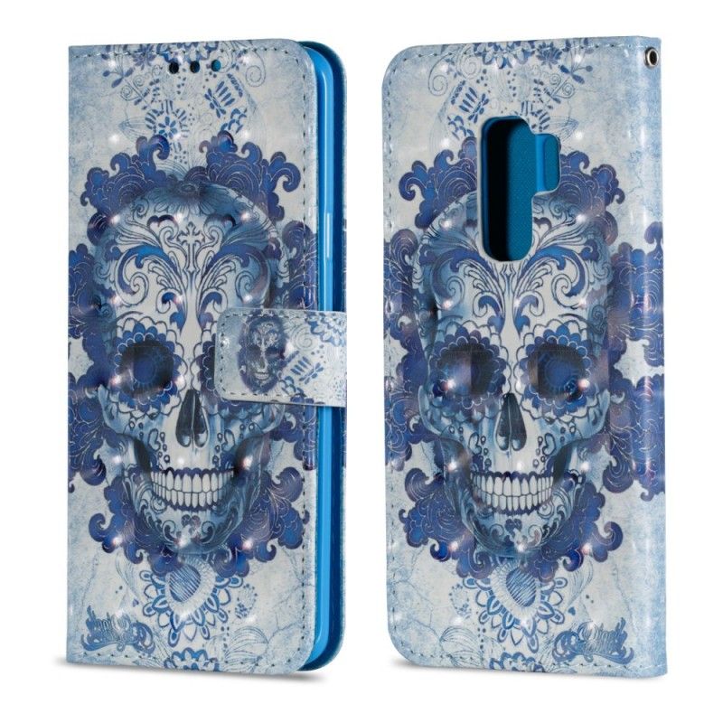 Etui Folio Samsung Galaxy S9 Plus Niebieska Czaszka Etui Ochronne