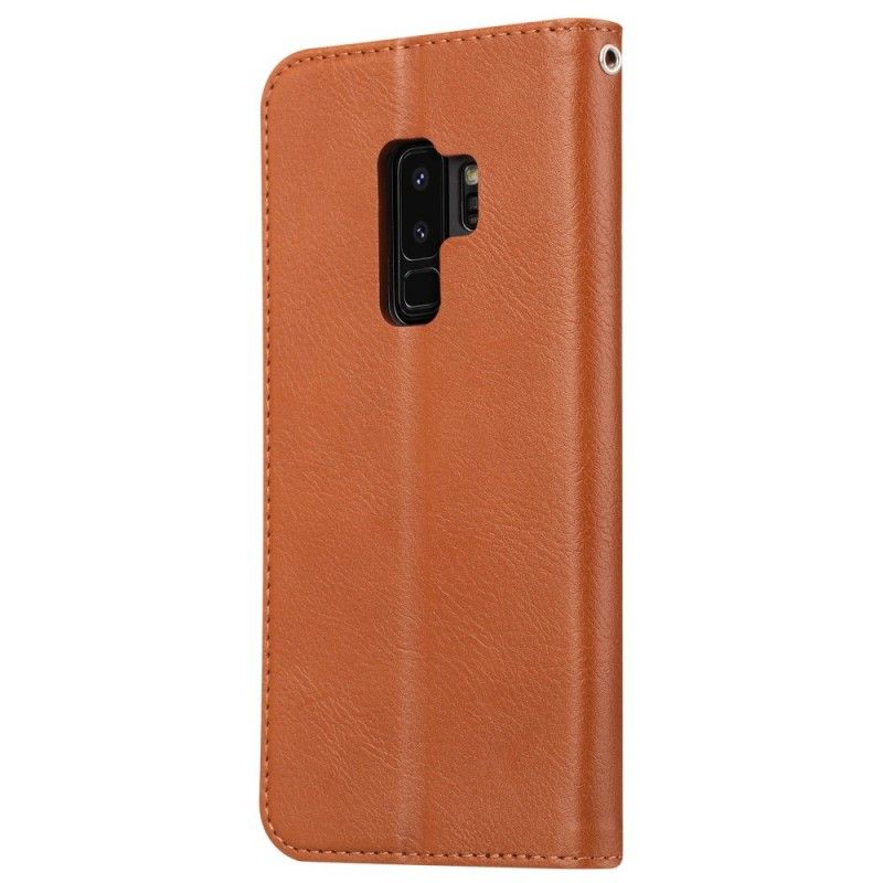 Flip Kotelot Samsung Galaxy S9 Plus Czerwony Czarny Etui Na Karty Ze Sztucznej Skóry