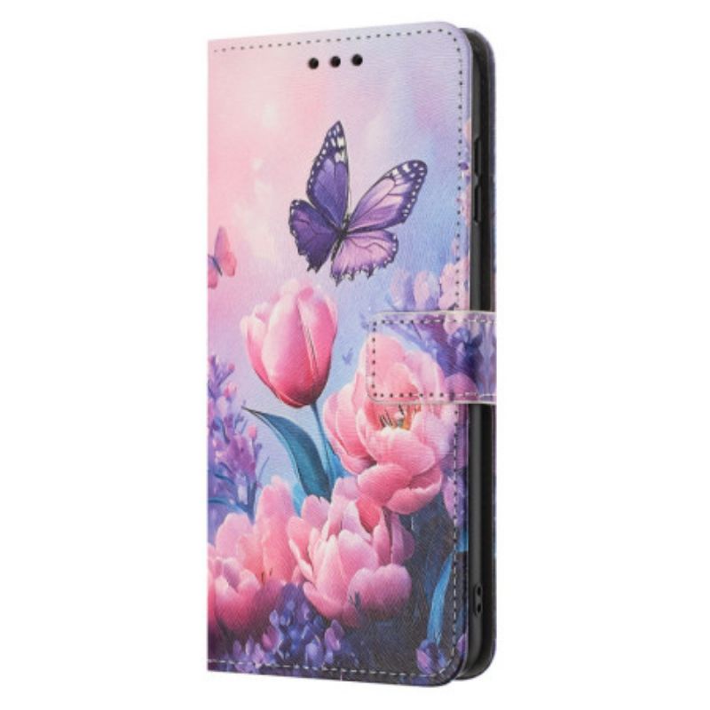 Etui Folio Samsung Galaxy A17 4g / 5g Dekoracje Kwiatowe Etui Ochronne