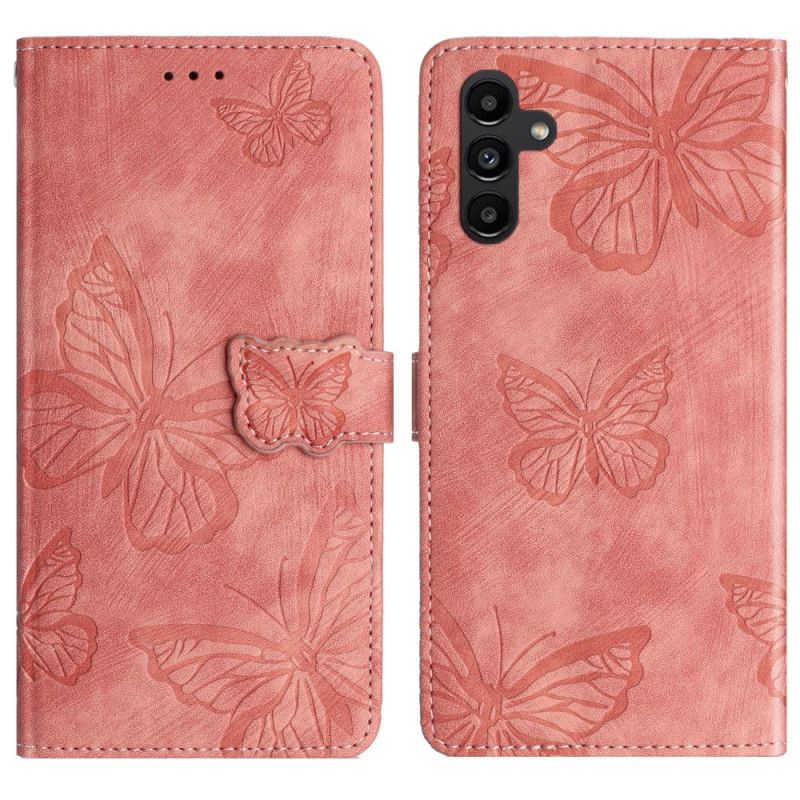 Etui Folio Samsung Galaxy A17 4g / 5g Efekt Zamszu Z Motylami