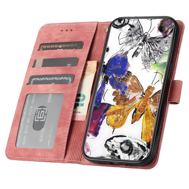 Etui Folio Samsung Galaxy A17 4g / 5g Efekt Zamszu Z Motylami