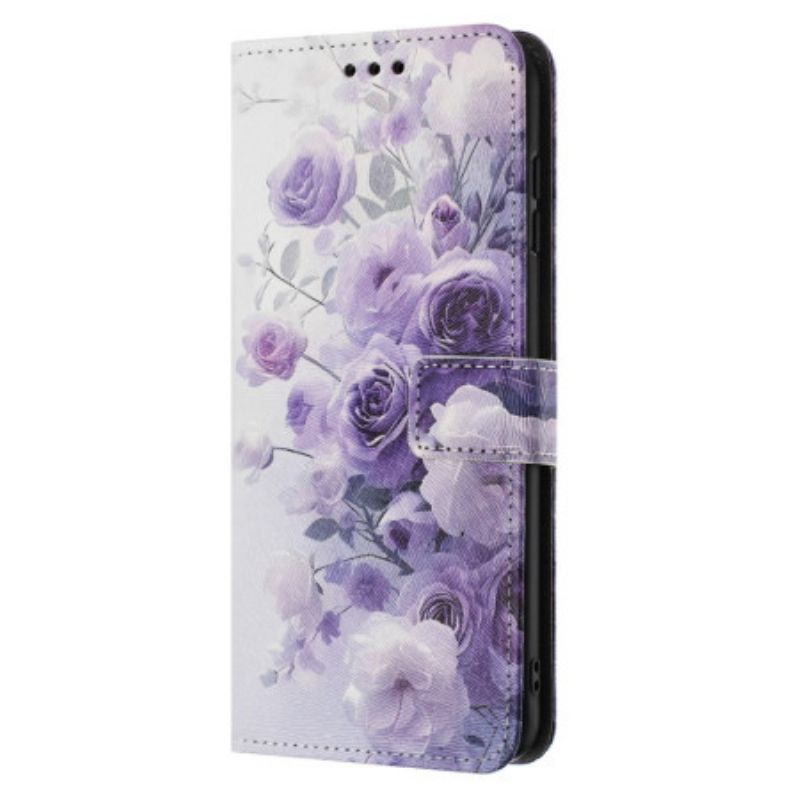 Etui Folio Samsung Galaxy A17 4g / 5g Fioletowe Róże Etui Ochronne