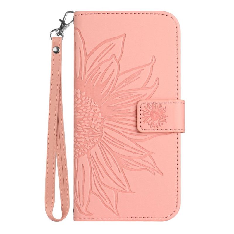 Etui Folio Samsung Galaxy A17 4g / 5g Pasek Z Nadrukiem Słonecznika Etui Ochronne