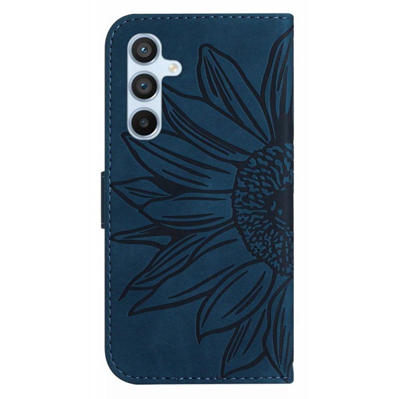 Etui Folio Samsung Galaxy A17 4g / 5g Pasek Z Nadrukiem Słonecznika Etui Ochronne