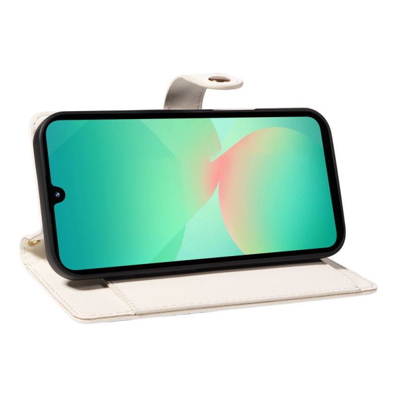 Etui Folio Samsung Galaxy A17 4g / 5g Pikowany Z Paskiem I Paskiem Na Ramię