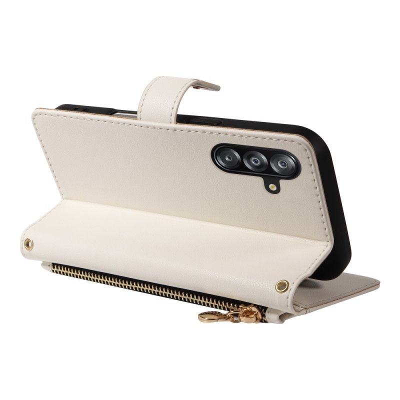 Etui Folio Samsung Galaxy A17 4g / 5g Pikowany Z Paskiem I Paskiem Na Ramię