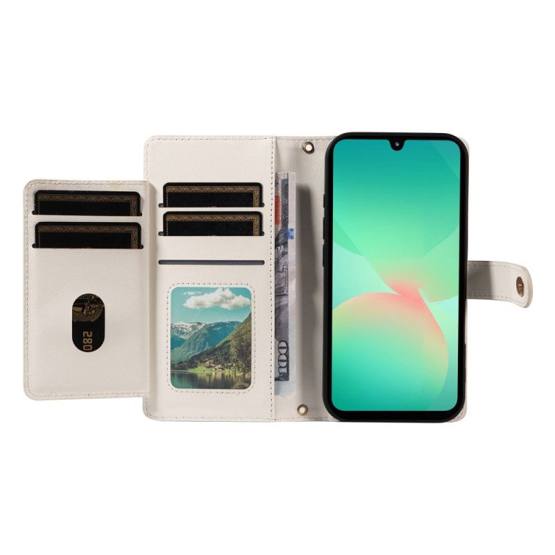 Etui Folio Samsung Galaxy A17 4g / 5g Pikowany Z Paskiem I Paskiem Na Ramię