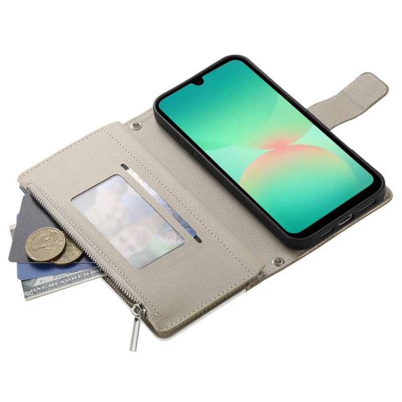 Etui Folio Samsung Galaxy A17 4g / 5g Portfel Z Zamkiem Błyskawicznym I Paskiem Etui Ochronne