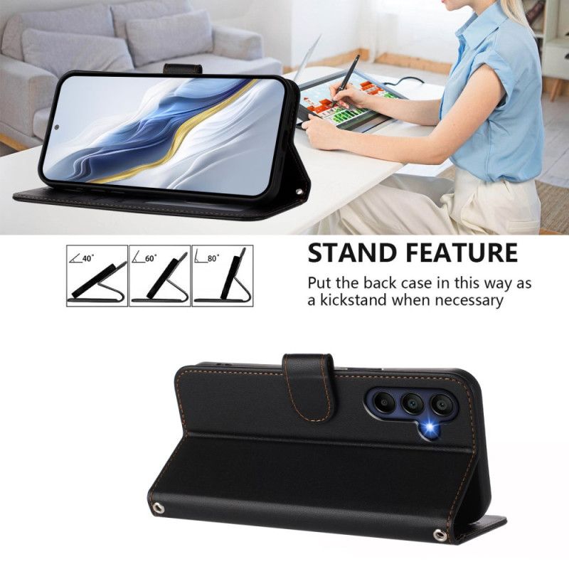 Etui Folio Samsung Galaxy A17 4g / 5g Prosty Wzór Ze Smyczą Etui Ochronne