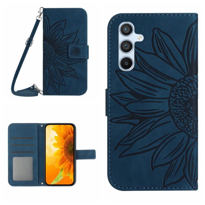 Etui Folio Samsung Galaxy A17 4g / 5g Torba Na Ramię Z Nadrukiem Słonecznika