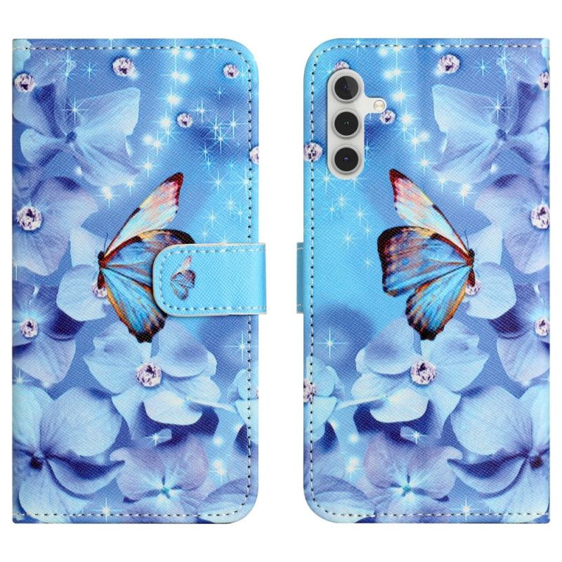 Etui Folio Samsung Galaxy A17 4g / 5g Wzór Kwiatów I Motyli Etui Ochronne