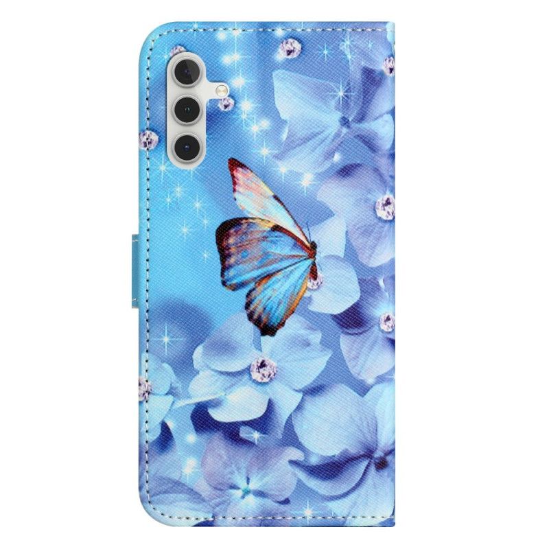 Etui Folio Samsung Galaxy A17 4g / 5g Wzór Kwiatów I Motyli Etui Ochronne