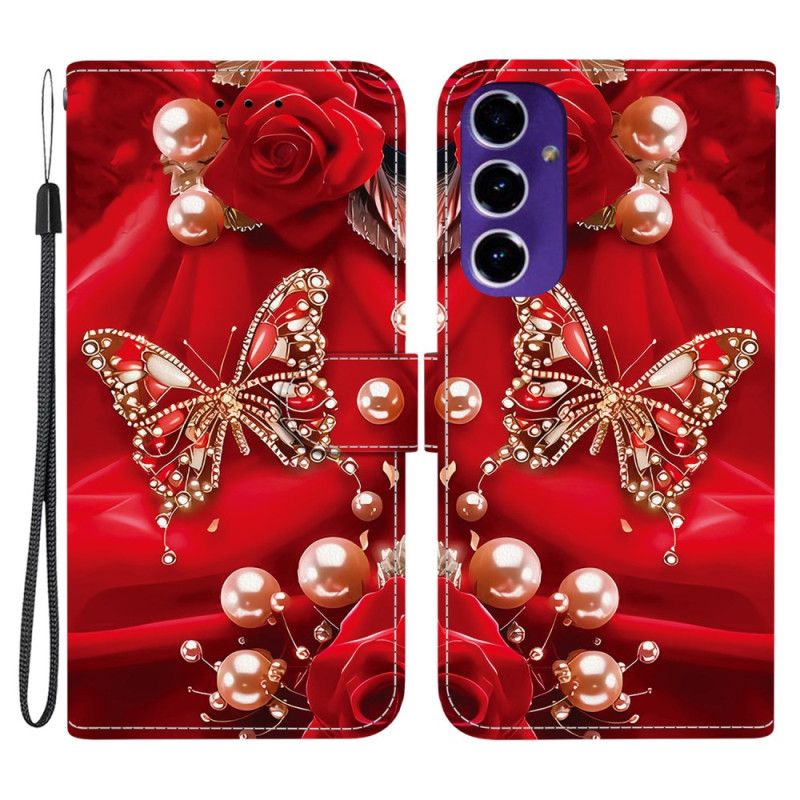 Etui Folio Samsung Galaxy A17 4g / 5g Złoty I Perłowy Motyl