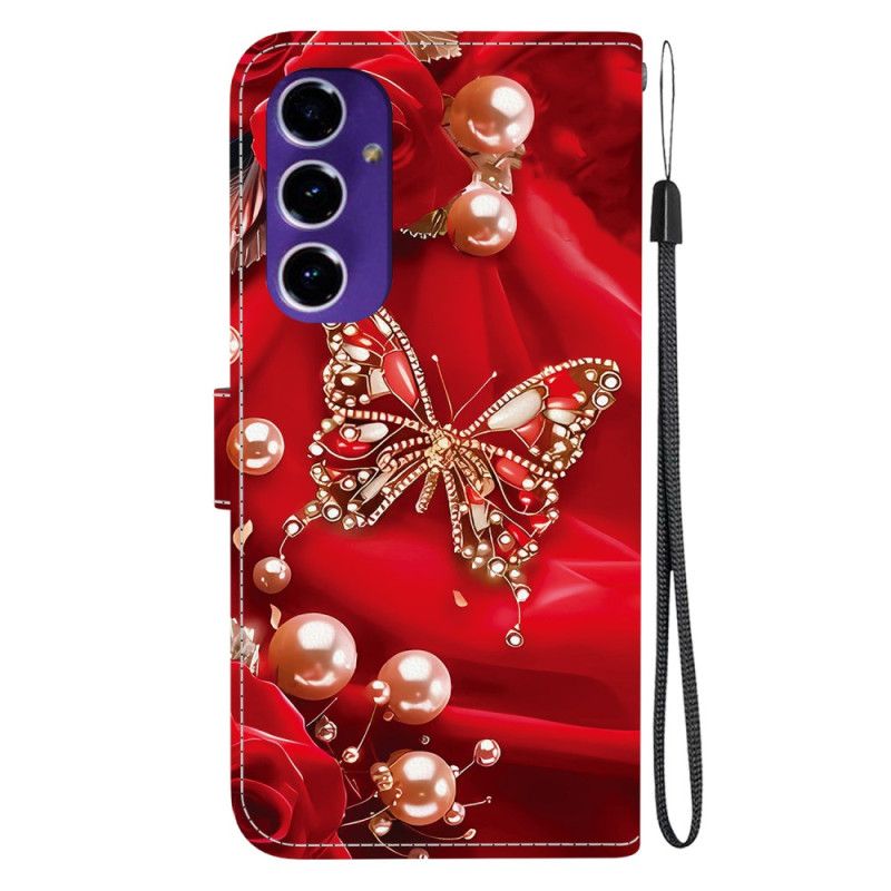 Etui Folio Samsung Galaxy A17 4g / 5g Złoty I Perłowy Motyl