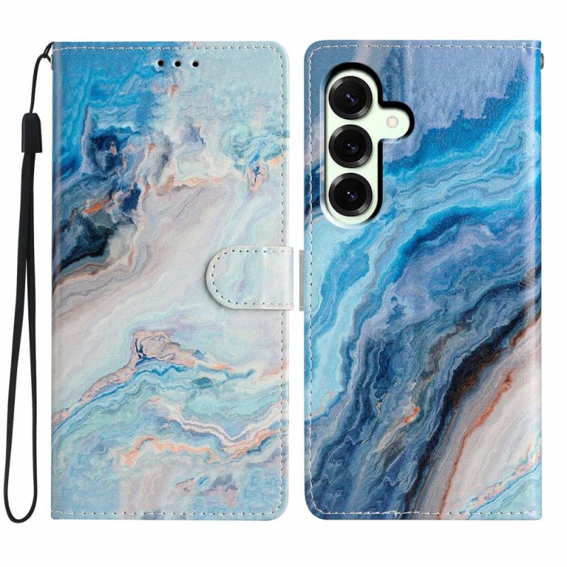 Skórzany Futerał Samsung Galaxy A17 4g / 5g Etui Na Telefon Niebieski Marmur