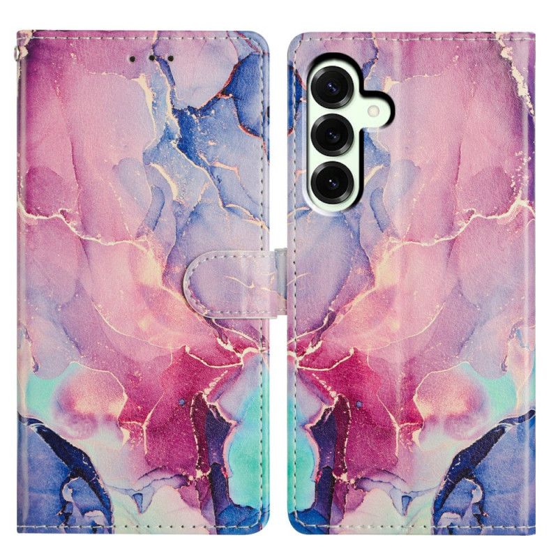 Skórzany Futerał Samsung Galaxy A17 4g / 5g Etui Na Telefon Zielono-różowy Marmur