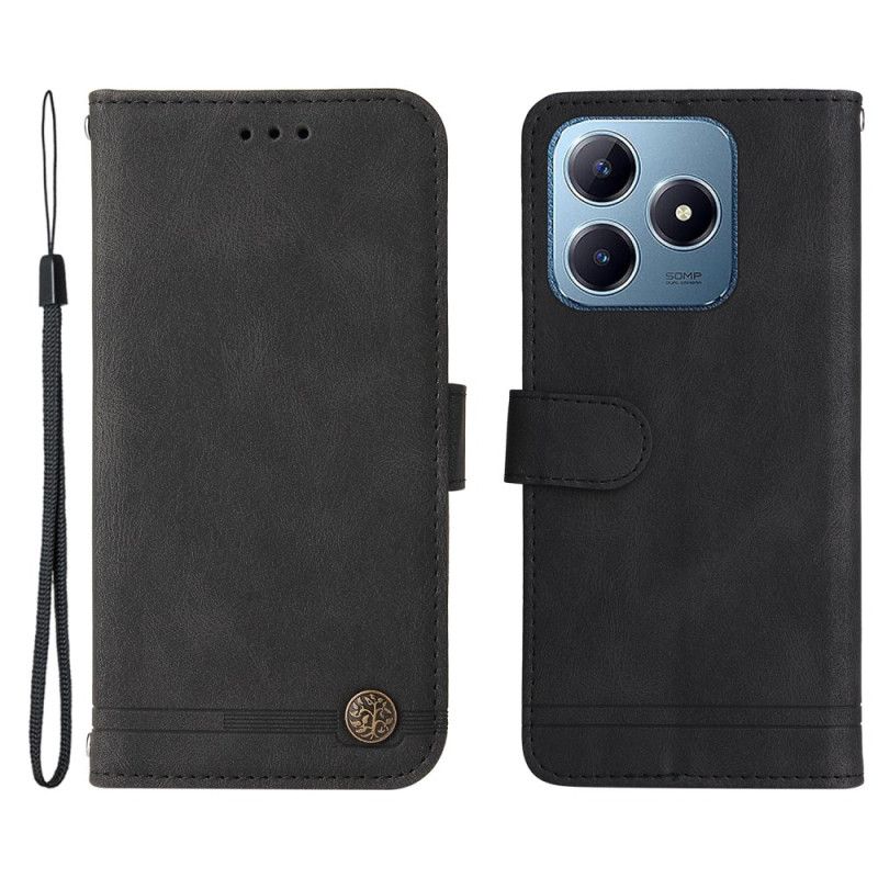 Etui Folio Do Realme Note 60 Dekoracyjny Nit Imitujący Zamsz