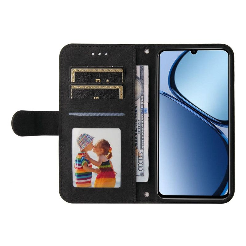 Etui Folio Do Realme Note 60 Dekoracyjny Nit Imitujący Zamsz