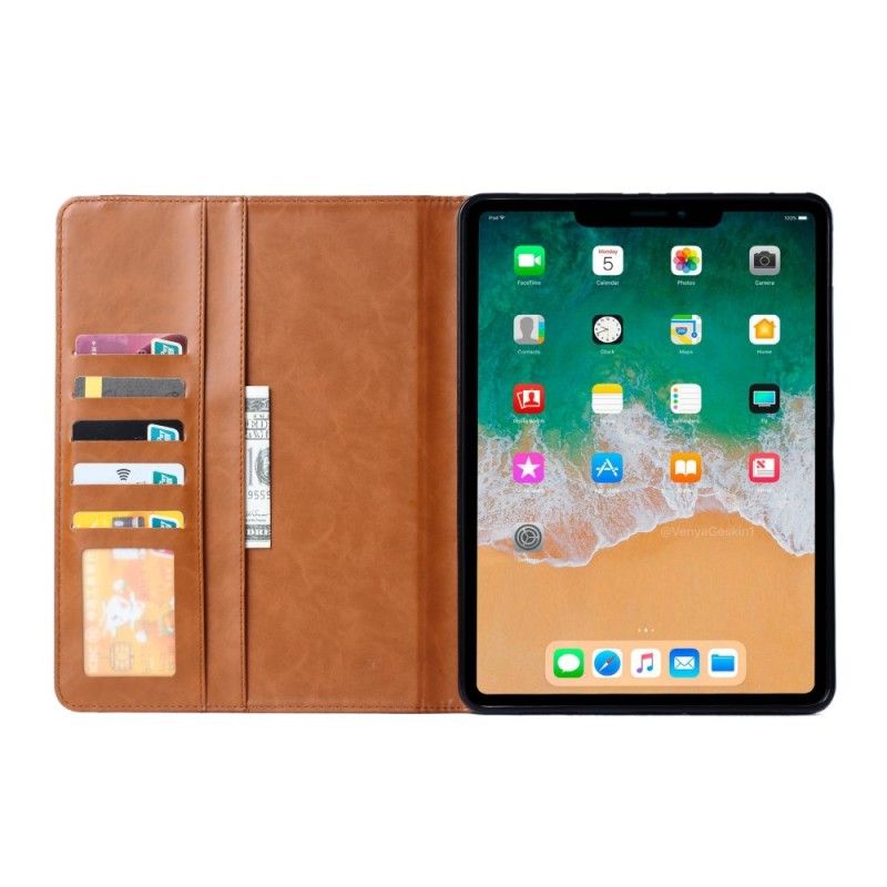 Etui Folio iPad Pro 11" (2018) (2020) Brązowy Uchwyt Na Dokumenty Z Efektem Skóry