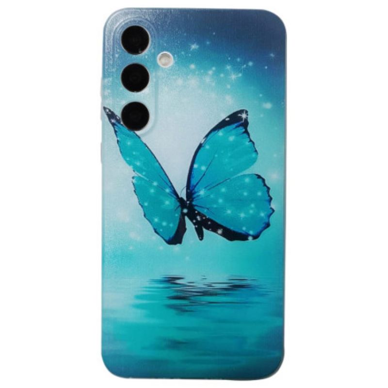 Etui Samsung Galaxy S24 Fe Niebieski Motyl Etui Ochronne
